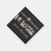 Elegant Black & Gold 70th Birthday Photo Napkin  スタンダードランチョンナプキン (角)