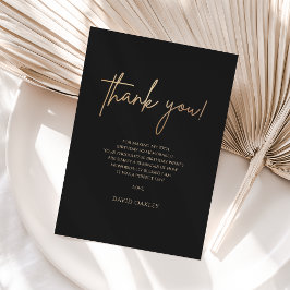Elegant Black Gold 70th Birthday Thank You Card  サンキューカード