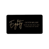 Elegant Black Gold 80th Birthday Address Label ラベル (正面)