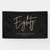 Elegant Black Gold 80th Birthday Banner 横断幕 (横)