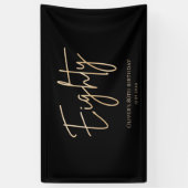 Elegant Black Gold 80th Birthday Banner 横断幕 (縦)