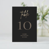 Elegant Black Gold 80th Birthday Table Number 出欠カード (スタンド正面)