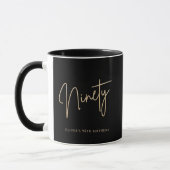 Elegant Black Gold 90th Birthday マグカップ (左)