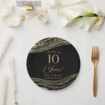 Elegant Black Gold Agate 10th Anniversary Party ペーパープレート<br><div class="desc">These are Elegant Black Gold Agate 10th Wedding Anniversary Party Paper Plates!</div>