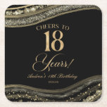 Elegant Black Gold Agate 18th Birthday Party スクエアペーパーコースター<br><div class="desc">These are Elegant Black Gold Agate 18th Birthday Party Paper Coasters!</div>