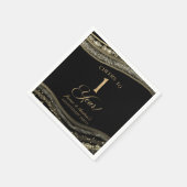 Elegant Black Gold Agate 1st Anniversary Party スタンダードカクテルナプキン (角)