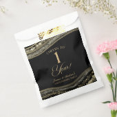 Elegant Black Gold Agate 1st Anniversary Party フェイバーバッグ (封をした状態)