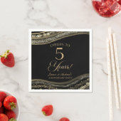 Elegant Black Gold Agate 5th Anniversary Party スタンダードカクテルナプキン (インサイチュ)