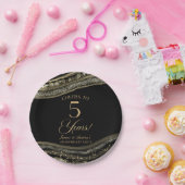 Elegant Black Gold Agate 5th Anniversary Party ペーパープレート (パーティー)
