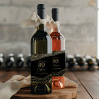 Elegant Black Gold Agate 80th Birthday Party