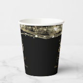 Elegant Black Gold Agate 80th Birthday Party 紙コップ (左)