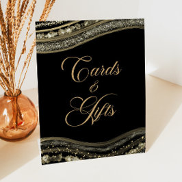 Elegant Black Gold Agate Cards & Gifts 台座サイン