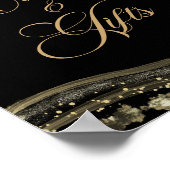 Elegant Black Gold Agate Cards & Gifts Sign ポスター (角)