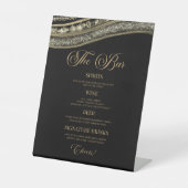 Elegant Black Gold Agate Party Bar Menu 台座サイン (正面)