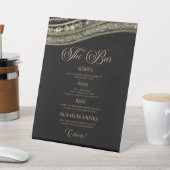 Elegant Black Gold Agate Party Bar Menu 台座サイン (インサイチュ)