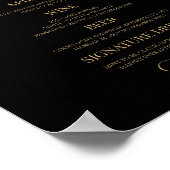 Elegant Black Gold Agate Party Bar Menu Sign ポスター (角)