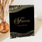 Elegant Black Gold Agate Party Favors 台座サイン