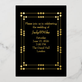 Elegant Black & Gold Art Deco Foil Invitation 箔招待状