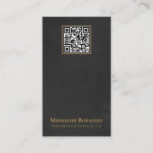 Elegant Black Gold Art Deco QR Code Florist 名刺 (正面)