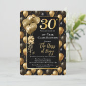 Elegant Black Gold Balloons 30 Year Class Reunion 招待状 (スタンド正面)