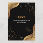 Elegant Black & Gold Birthday Party Invitation 招待状 (裏面)