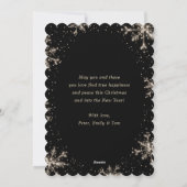 Elegant Black Gold Botanical Christmas Card シーズンカード (裏面)