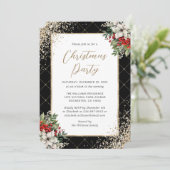 Elegant Black Gold Botanical Christmas Party 招待状 (スタンド正面)