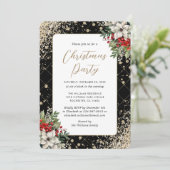Elegant Black Gold Botanical Christmas Party 招待状 (スタンド正面)