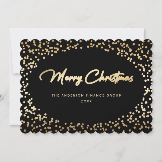 Elegant Black Gold Business Christmas Card シーズンカード (正面)