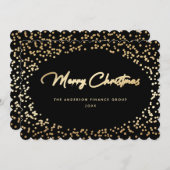 Elegant Black Gold Business Christmas Card シーズンカード (正面/裏面)