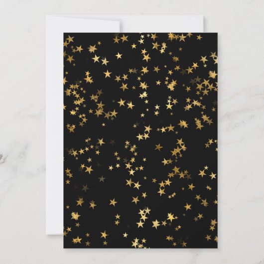 Elegant Black & Gold Celestial Starry Wedding 招待状 (裏面)