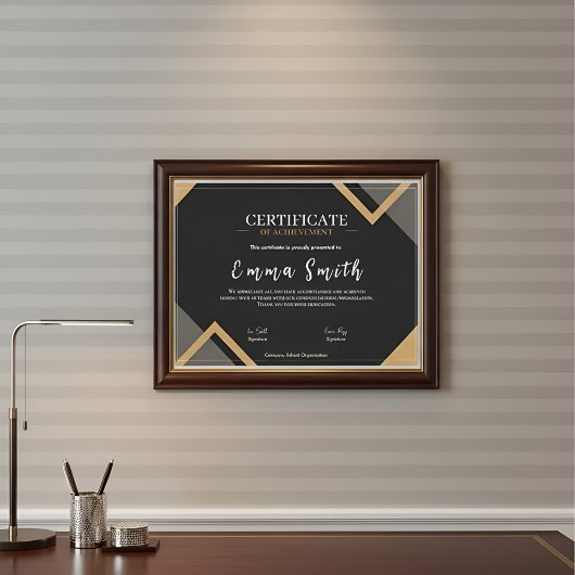 Elegant Black Gold Certificate Of Achievement Desi