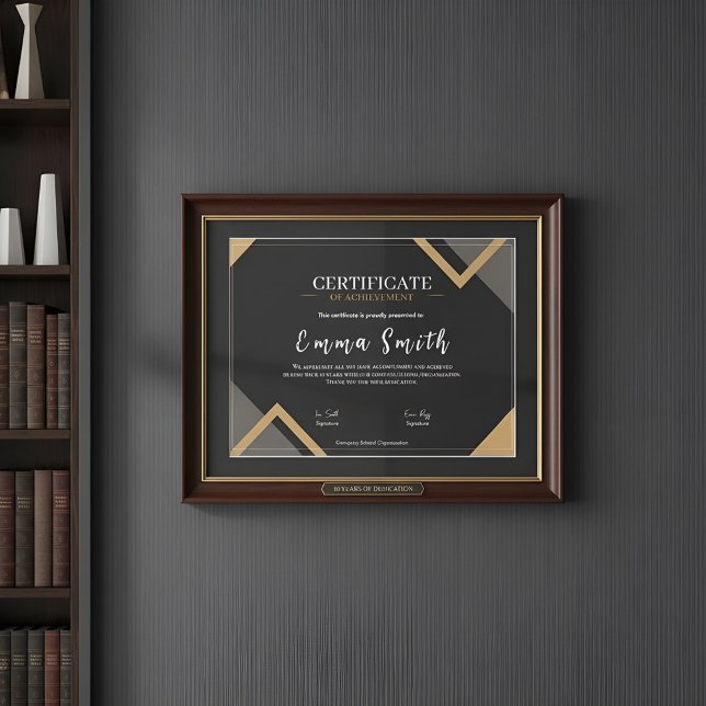 Elegant Black Gold Certificate Of Achievement Desi (クリエイターアップロード済み)