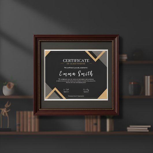 Elegant Black Gold Certificate Of Achievement Desi