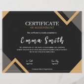 Elegant Black Gold Certificate Of Achievement Desi (正面)