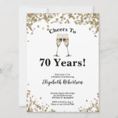 Elegant Black Gold Cheers to 70 Years Birthday 招待状 (正面)