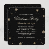 Elegant Black Gold Christmas Party 招待状 (正面/裏面)
