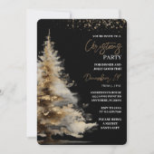 Elegant Black & Gold Christmas Party 招待状 (正面)