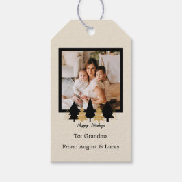 Elegant Black & Gold Christmas Tree ギフトタグ