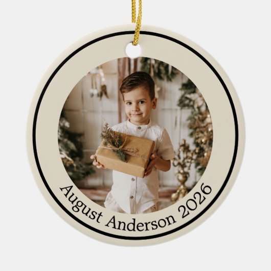 Elegant Black & Gold Christmas Tree セラミックオーナメント (正面)