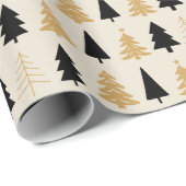 Elegant Black & Gold Christmas Tree ラッピングペーパー (ロールコーナー)