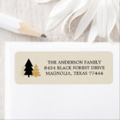 Elegant Black & Gold Christmas Tree ラベル (インサイチュ)