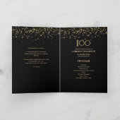 Elegant Black Gold confetti Custom 100th birthday  プログラム (内部)