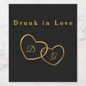 Elegant Black Gold Drunk in Love Wedding Wine Labe ワインラベル (シングルラベル)