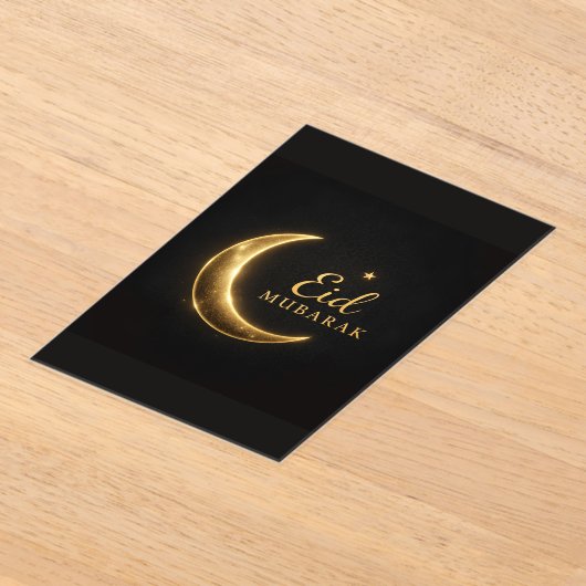 Elegant Black & Gold Eid Mubarak Card – Premium Is アクリル招待状 (レイダウン)