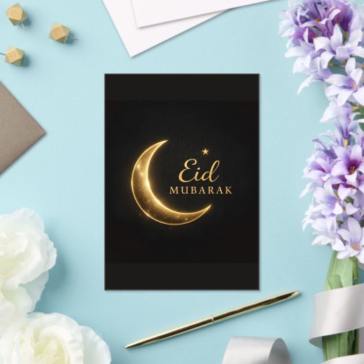 Elegant Black & Gold Eid Mubarak Card – Premium Is アクリル招待状 (インサイチュ (ウェディング))