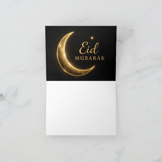 Elegant Black & Gold Eid Mubarak Card – Premium Is サンキューカード (内部)