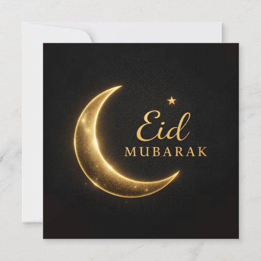 Elegant Black & Gold Eid Mubarak Card – Premium Is 招待状 (裏面)