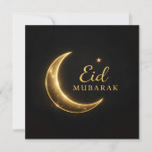 Elegant Black & Gold Eid Mubarak Card – Premium Is 招待状 (正面)