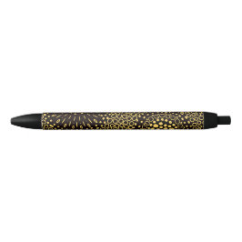 Elegant Black Gold Ethnic Floral Writing Pen 黒ボールペン